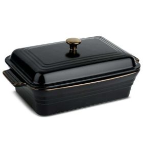 13" Stoneware Covered Baking Dish, Onyx