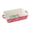 Sweet Romance Blossoms Red, Teal 2-Piece Rectangular Ceramic Baking Dish