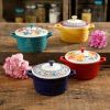 Floral 13-Ounce Assorted Color Casseroles with Lid, Set of 4