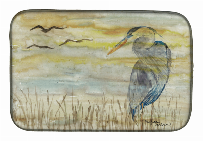 Yellow Sky Dish Drying Mat (Color: Blue Heron, size: 14 x 21)